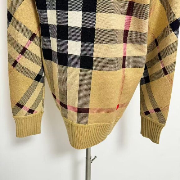 Burberry Beige Wool-Blend Check Cardigan - Picture 10 of 12